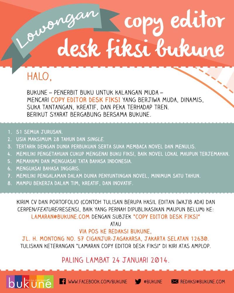 Penerbit Bukune On Twitter Job Vacancy Copy Editor Desk Fiksi Penerbit Bukune On Twitter Job Vacancy Copy Editor Desk Fiksi