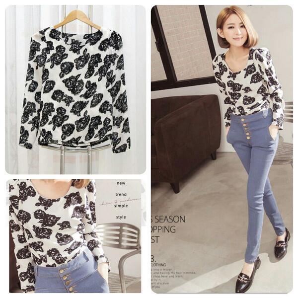 Pearce Blouse IDR.160 Bahan.Chiffon Bust.86cm L.5rcm (All Size fit.S-M Medium) GA NERAWANG!