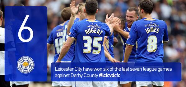 LCFC's tweet photo. STATS: #lcfc have won 6 of the last 7 league meetings with @dcfcofficial. @SkyBetChamp #lcfcvdcfc http://t.co/Zgpas9e3K4