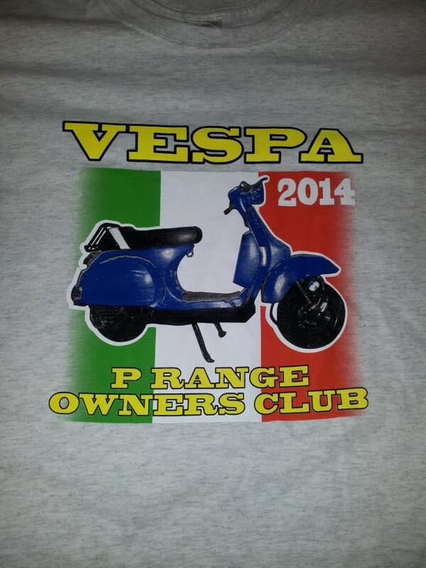 Tshirts printed by crusader for the facebook group vespa p range owners club. #vespa #scooters #t-shirt