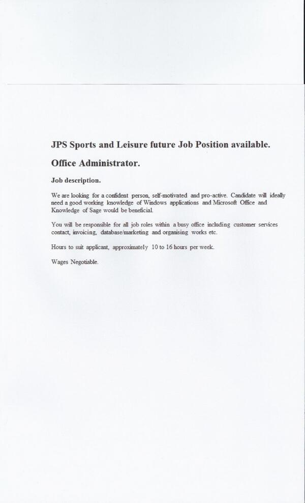 A future Job has become available within Jps attached is info on the job