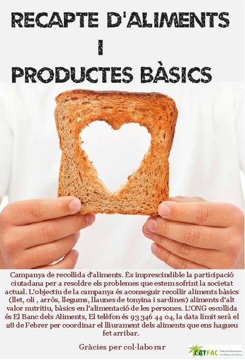 Cat_FAC's tweet photo. Campanya de recollida d’aliments. http://t.co/bxGoaOcJWv