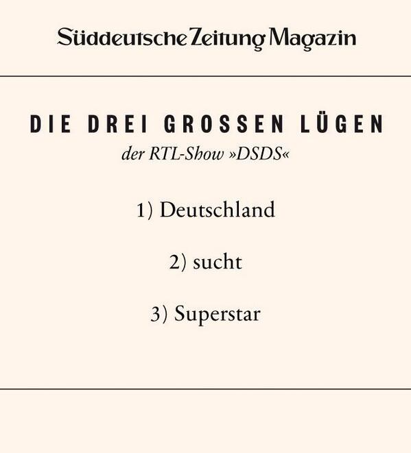 SZ-Magazin deckt auf: Die drei großen Lügen bei #DSDS.