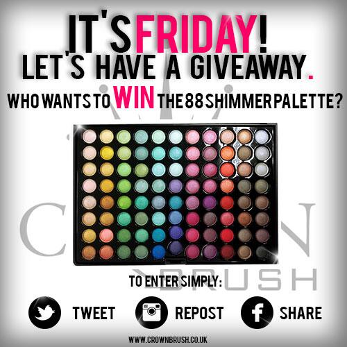 CrownbrushUK's tweet photo. WIN one of our 88 Shimmer Palettes! Tweet, tag and share to enter ! Winner will be announced 5pm this evening. RT RT! http://t.co/BEvCrXBMx2