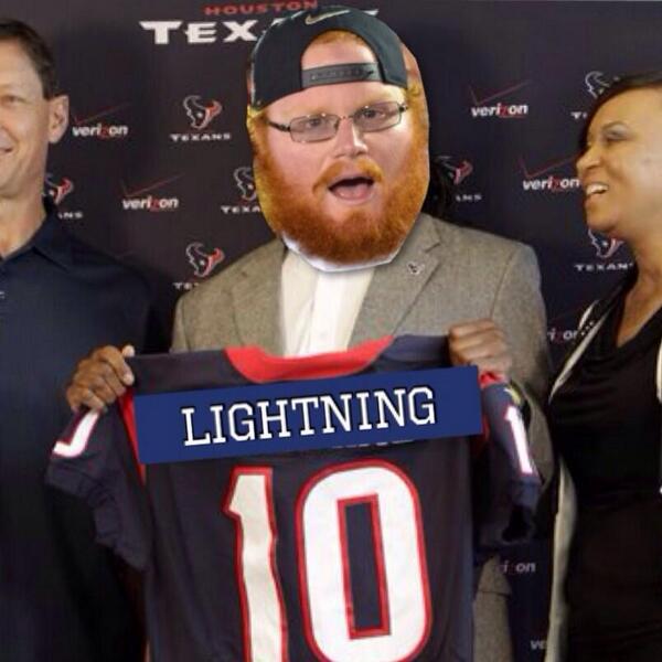 RedLightniing's tweet image. With the #1 overall pick in the 2014 Draft, the Houston Texans select Red Lightning out of Florida State!