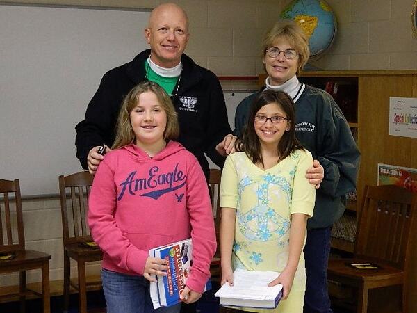 HFESMediaCenter's tweet photo. So proud of our spelling bee winners today!  Ginna &amp; Hannah did a great job. http://t.co/rlJ13ARlq4