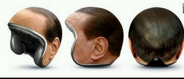 repubblica's tweet photo. Berlusconi diventa un casco http://t.co/U5BscLRblE http://t.co/XeI1MiRg1w