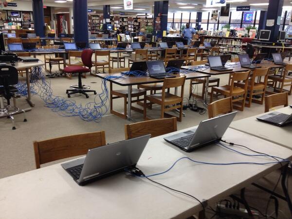 Proof of Concept: West High with 129 computers set up and ready for Spring EOCs!