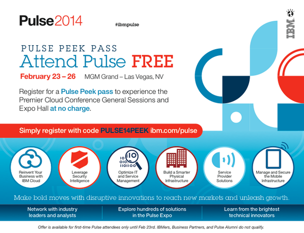 We're making it even easier for you to attend #IBMPulse 2014 with the Pulse Peek. Details: bit.ly/1cx8On4