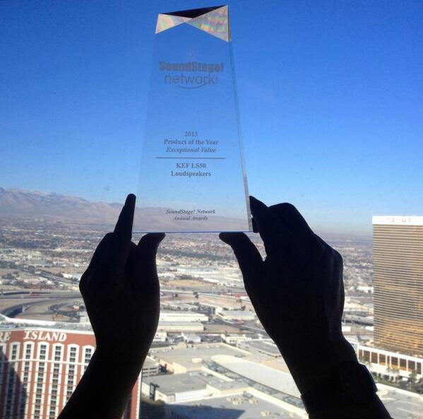 KEF_America's tweet photo. Also extremely proud that #KEF LS50 is the Soundstage Network 2013 Product of the Year! #CES2014 http://t.co/gR7Oy2Kkh4