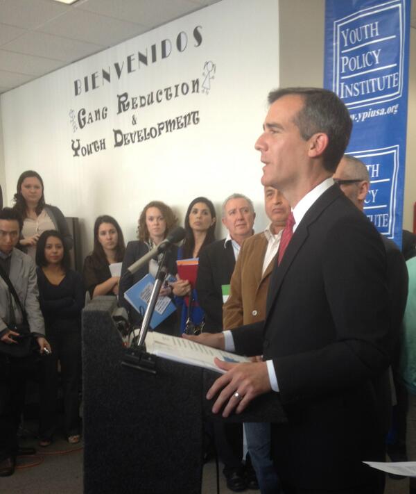 LA_n_Sync's tweet photo. Mayor @ericgarcetti of @LAMayorsOffice at @YPIUSA announcing #LA's winning bid for #PromiseZone Designation. #LAnSync http://t.co/F6cHdPNWKS