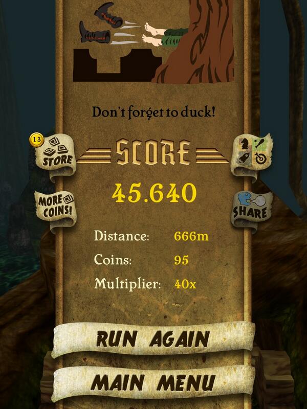 Aletunnys's tweet photo. I got 45.640 points while escaping from demon monkeys. Beat that! http://t.co/8tQpaBj5UN #TempleRun http://t.co/KXhbggkKfn