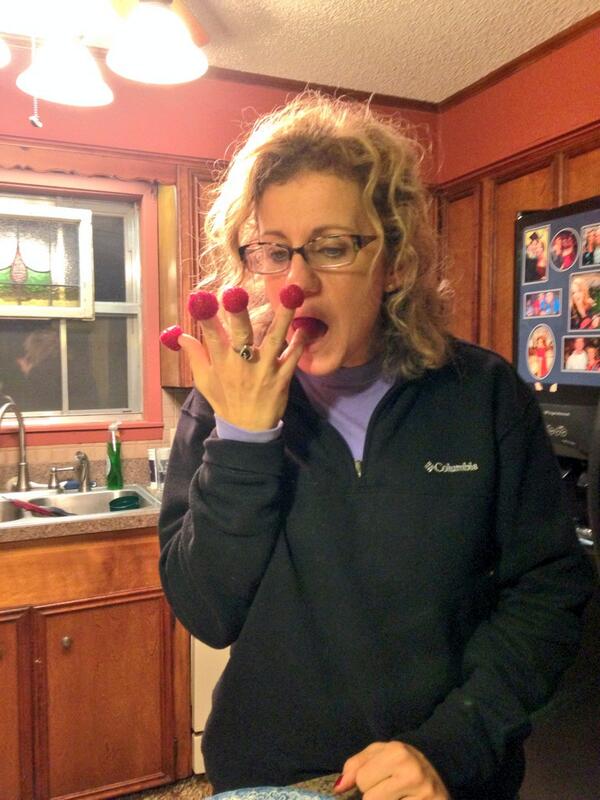 My mom's a child. #raspberryfingers