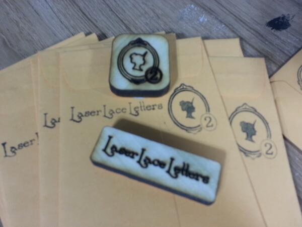 Rubber stamps are complicated to set up for lasering, but completely worth it.  Envelopes for our second episode.