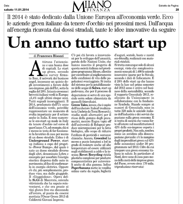 FedZac's tweet photo. @GreenTalesSRL Su @MilanoFinanza sotto i riflettori chi lavora in settori innovativi nell'anno UE della #greeneconomy http://t.co/lMCjpWUlP6