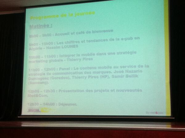 Programme de la matinée pour ceux qui sont loins et les myopes comme moi  #DigitalDay3