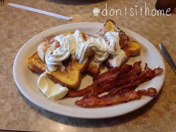 dontsithome's tweet photo. Just had banana cream #frenchtoast @ the Brownstone Diner and Pancake Factory! #sogood #iamgoingback #JerseyCity #NJ http://t.co/T8cRMfrKqs