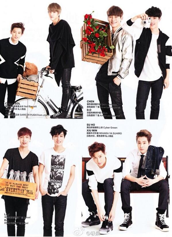 ADOREXONLY's tweet photo. [HQ SCAN] 130111 Bazaar Magazine February Issue - Chanyeol, Kris, Chen, D.O,  Lay, Kai, Suho, Xiumin | cr 吸桑 -HJS http://t.co/trqqp5NVUP