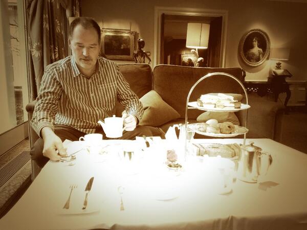 markath's tweet image. That's what I call afternoon tea (part of birthday celebs). 4 types of sarnie, cakes &amp;amp; scones - pronounced like gone.