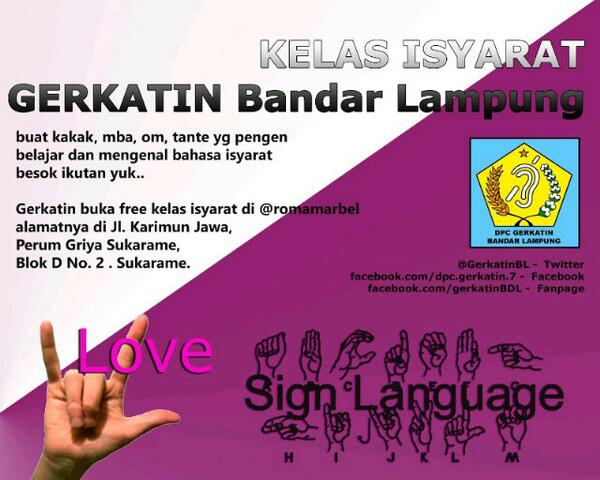 Ayuk kakaaak :DRT <a href="/InayahHoel/">NayHennaArt</a>: Mau belajar Sign Language? Yukk ikutan di kelas nya <a href="/GerkatinBL/">Gerkatin B.Lampung</a> , brt4 di <a href="/romamarbel/">roti maryam marbel</a>