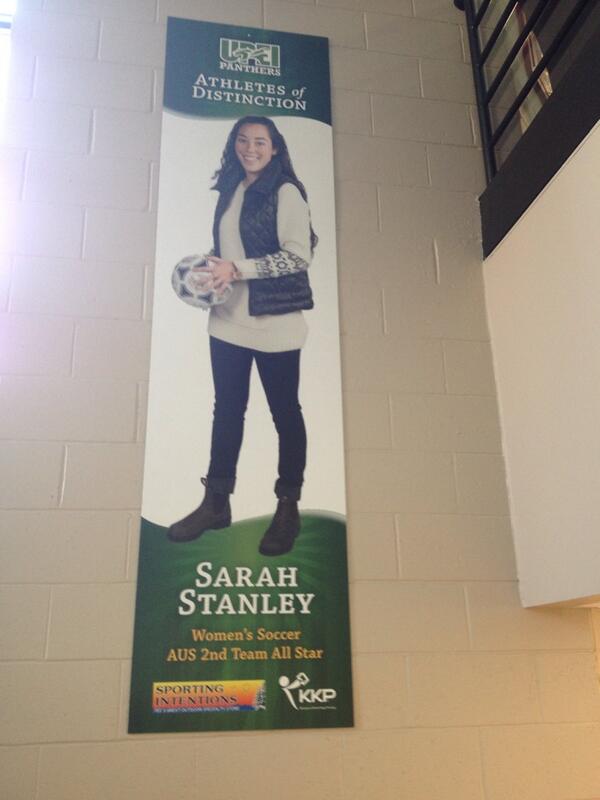 UPEIPanthers's tweet photo. Fall sport athletes of distinction provide welcome to sports centre lobby. Last group moved to walking track#history http://t.co/hoEbJFZfB0