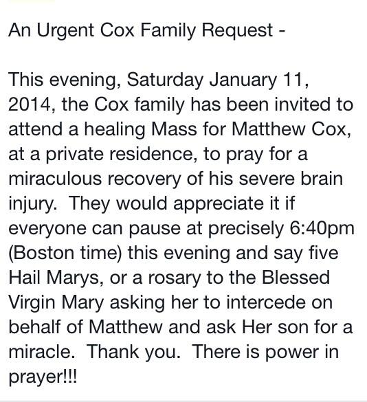 scampbell0714's tweet photo. Please pray for Matthew Cox... #prayformatthewcox http://t.co/VZVi4gENIK