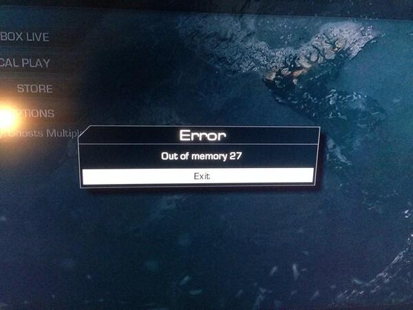 Markus_Araya's tweet image. #callofdutyghosts #xboxone #memoryerror anyone getting &quot;out of memory error 27&quot; or  &quot;out of memory error 2&quot;????