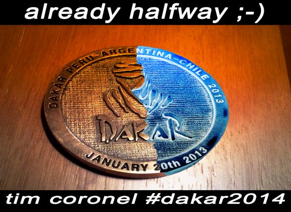 #DakarSS07 startschema:
motoren / quads: 12:50u (NL) 401km
car: 13:20u (NL) 533km
truck: 15:45 (NL) 525km

#Dakar2014