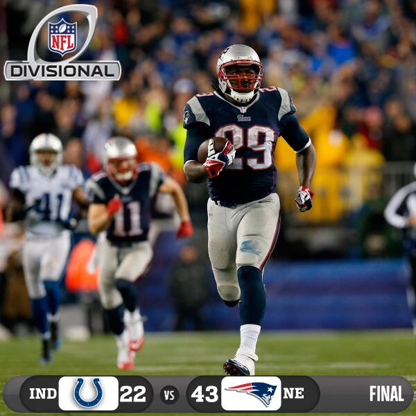 LoniLove's tweet photo. RT @TobiGayl: Loni  !!"@nfl: The @Patriots are heading to the AFC Championship game! #INDvsNE #NFLPlayoffs http://t.co/YUF3fyiZ73"