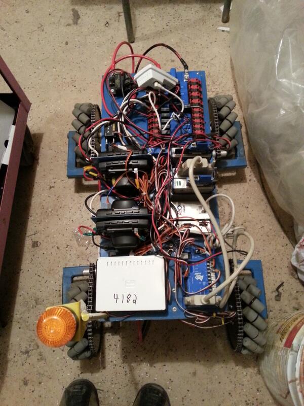 MHS_Team4182's tweet photo. Mechanum chassis completed #Team4182 http://t.co/2WQbAwPjbP