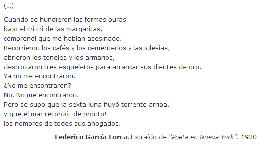 GarciaLorcaFV's tweet photo. Federico nunca hubiera imaginado que estos versos darían forma al texto más premonitorio de su carrera. ¿O quizá sí? http://t.co/Ax2BU7bjFd
