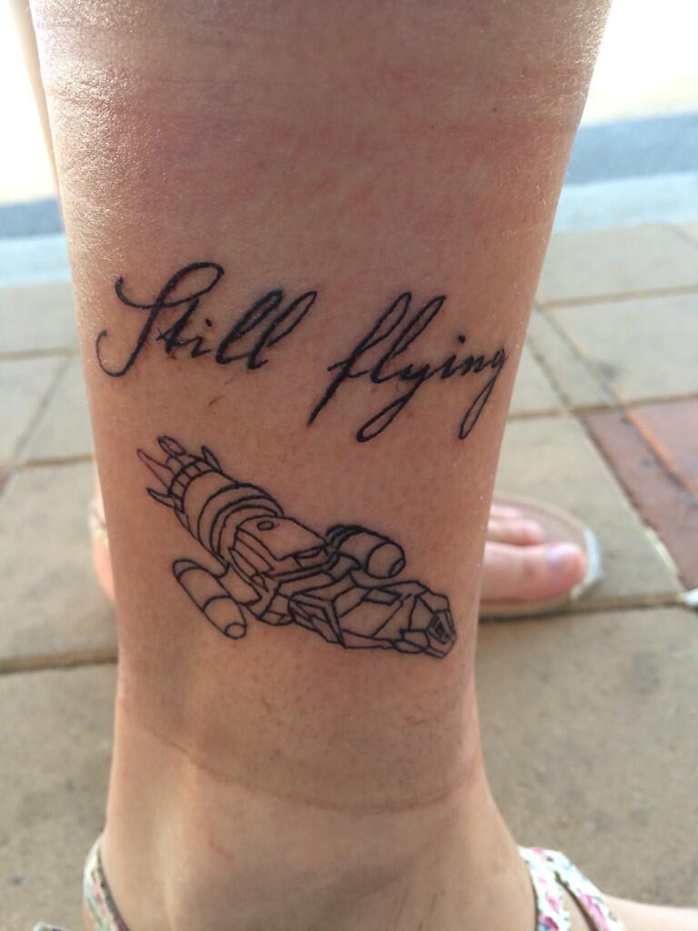 My girlfriend put a picture of my new serenity tattoo on Twitter, only to  have it retweeted by Nathan Fillion. Giddy a school girl right now :  r/firefly