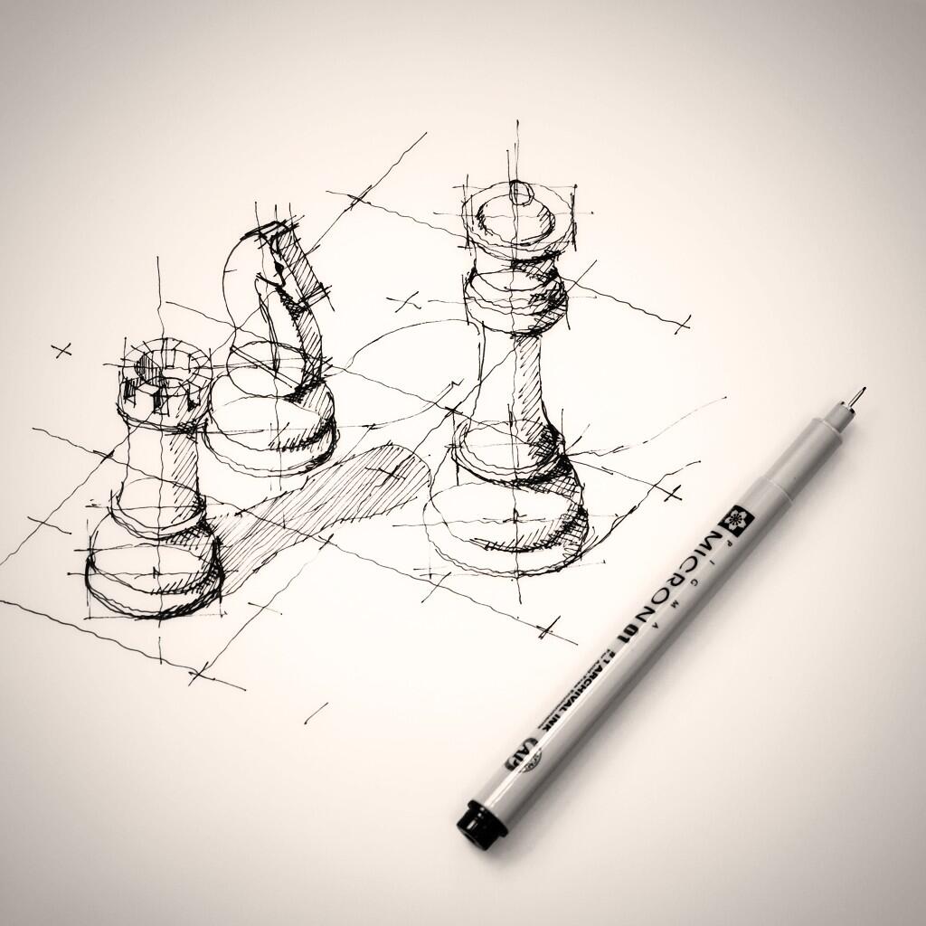 chess pieces #sketch #drawing, Dan Hogman