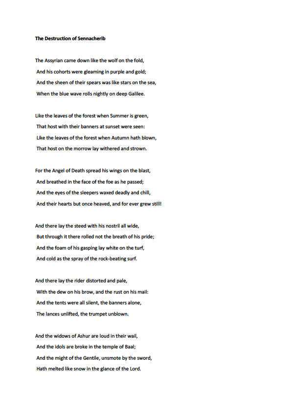 The Destruction of Sennacheri by Lord Byron