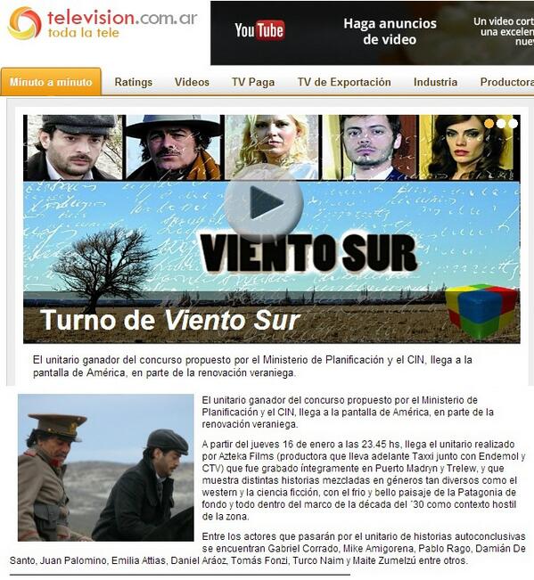 Nota de hoy del estreno de #VientoSur próximo Jueves 23:45 hs por <a href="/america2oficial/">América</a> !! <a href="/Televisioncomar/">Television.com.ar</a>