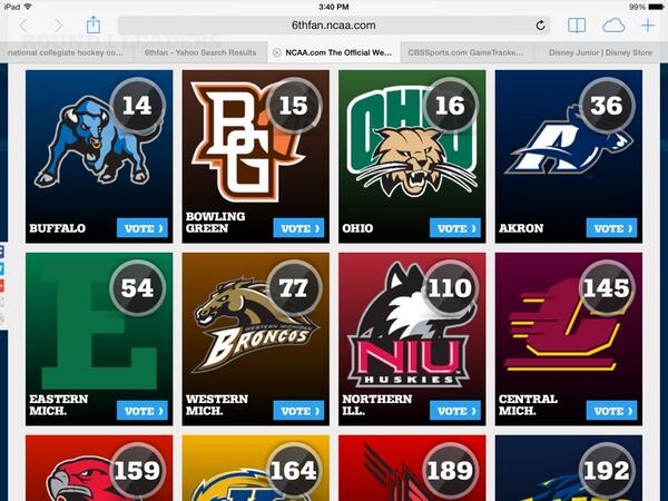 WMUBroncos's tweet photo. Great weekend with @WMUHockey, @WMUMBB, @WesternMichTFXC &amp; #MTENN winning. Vote WMU by tweeting #6thFan using #WMICH http://t.co/kFX6GVjywr