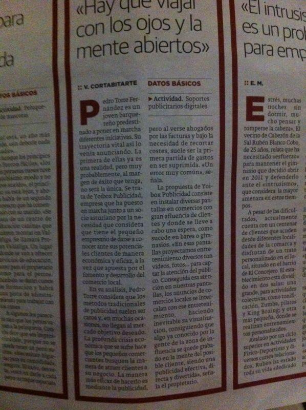 Yoibox's tweet photo. Pequeño artículo sobre nosotros en el Diario Montañés. Con apenas un mes de vida, pues que nos hace ilusión oye. http://t.co/sExgH9N26B