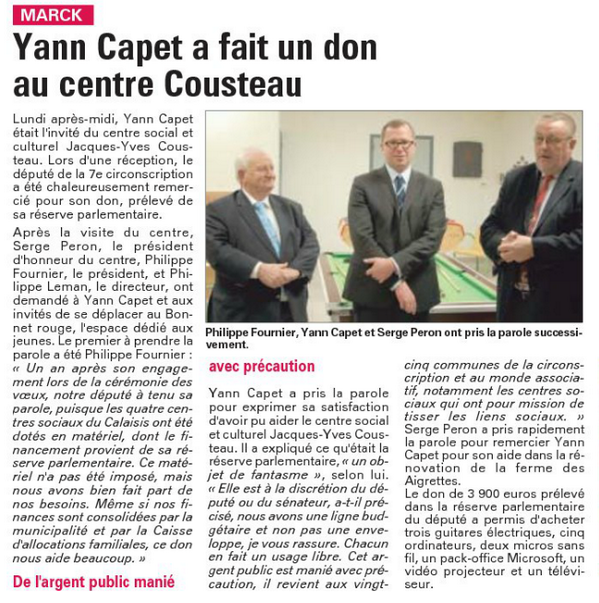 EELVCalais's tweet photo. @yanncapet_2014 a fait un don au centre Cousteau. #RéussirCalais avec @PS_Calais et @EELVCalais http://t.co/CfcP0A6JGm