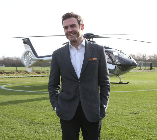 Be073ehIAAA 9rh The Eagle has landed! Smiling Juan Mata arrives at Manchester United via helicopter for medical [Video & Pics]