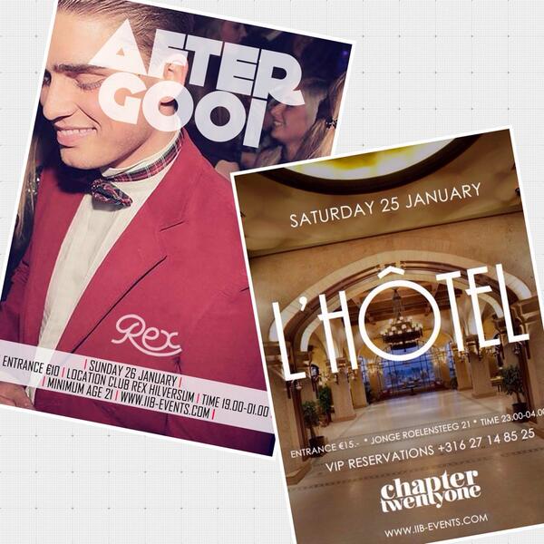 IIB_EVENTS's tweet photo. Vanavond hebben wij L'HOTEL voor je in de Supperclub/Chapter21 Amsterdam! En morgen AFTERGOOI in Club Rex Hilversum! http://t.co/BCL4h4gj5x