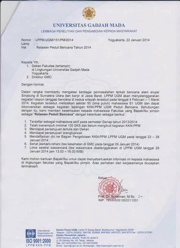 <a href="/GAMADESI12/">Geodesi UGM 2012</a> OPEN RECRUITMENT Relawan Tanggap Bencana 2014 untuk erupsi Sinabung dan Banjir Jawa Barat - UGM