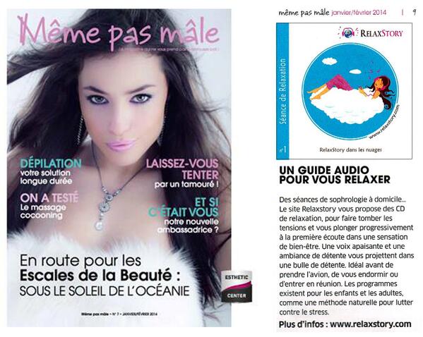 RelaxStory's tweet photo. RelaxStory est dans le magazine "Même pas mâle" de janvier/février 2014 !!! http://t.co/S61OeHYBVw