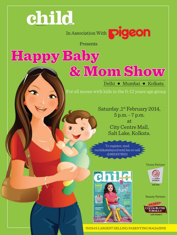 Child_Magazine's tweet photo. happy baby &amp; mom show now coming to kolkata on 1st feb 2014 in City Centre Salt Lake... All you mommies, get ready!!! http://t.co/MghN1mt53J