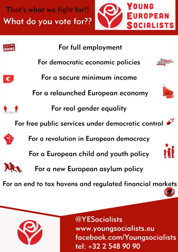 YESocialists's tweet photo. That´s what we fight for!! What do you vote for?? http://t.co/A7tPkiMvYW  #EP2014 #VotePES http://t.co/trqc5JxXmR