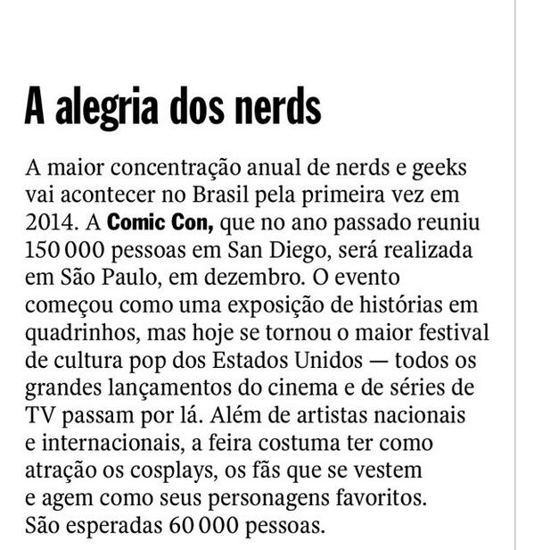 rodrigotadeu_'s tweet photo. A ComicCon, realizada em San Diego nos EUA, será realizada em São Paulo em dezembro. ...  http://t.co/c9RPTKADpG http://t.co/yvbPxR4U88