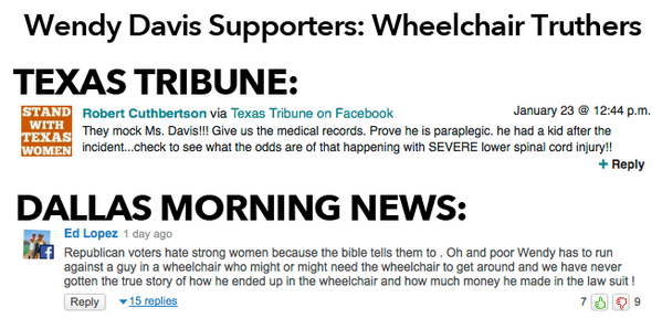 Wendy Davis supporters are becoming wheelchair truthers 