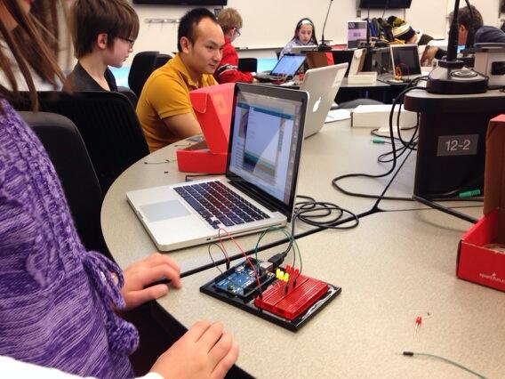 BradBroulik's tweet image. We coded and wired up our first blinking LED #Arduino project today at #CoderDojoTC