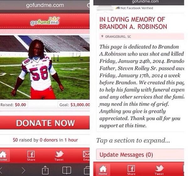 iamtradia's tweet photo. Donate Donate Donate ! Rip Brandon Robinson #SCSU #SCSUSTRONG
http://t.co/xxCI0z5qfd http://t.co/TAGIisdN8B