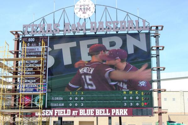 Rusty Burson (@rbinbcs) on Twitter photo In a word, the new scoreboard at Olsen Field at Blue Bell Park is MAGNIFICENT! @Aggie_Baseball In a word, the new scoreboard at Olsen Field at Blue Bell Park is MAGNIFICENT! @Aggie_Baseball