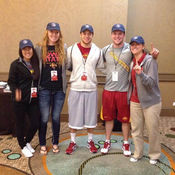 ISUathletes's tweet photo. Team trivia champs (and recipients of cool hats)!!!  @APPLEathletics #cyclONEnation  #APPLE2014 http://t.co/8AZDEVt4GA